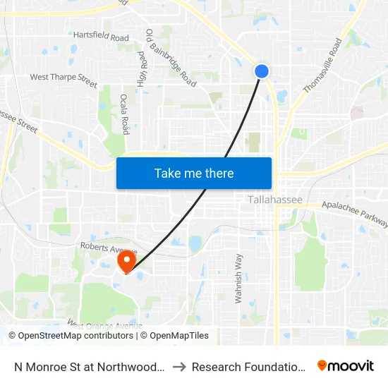 N Monroe St at Northwood Center Blvd Sb to Research Foundation - Building A map