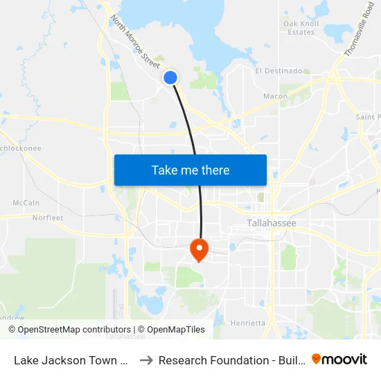 Lake Jackson Town Center to Research Foundation - Building A map