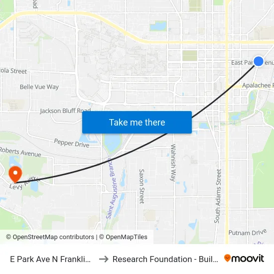 E Park Ave N Franklin Blvd to Research Foundation - Building A map