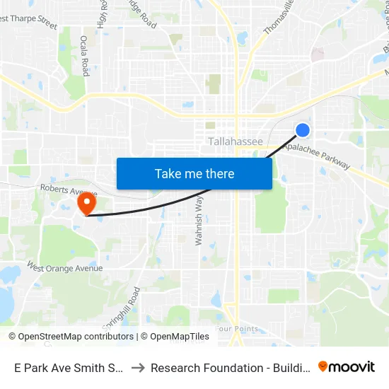 E Park Ave Smith St Eb to Research Foundation - Building A map