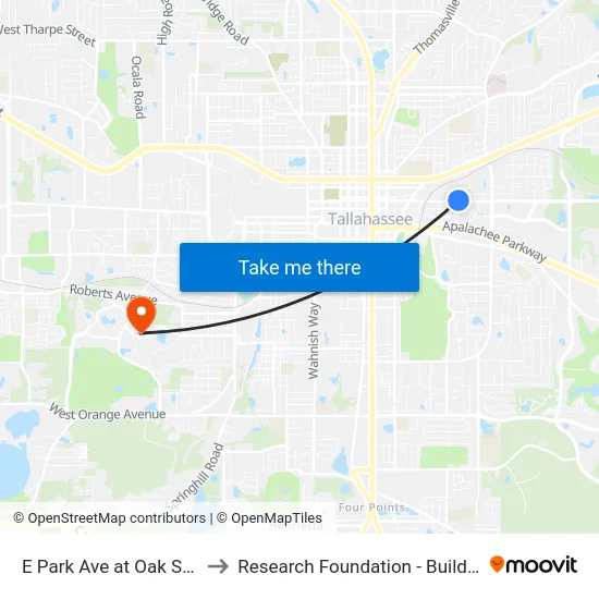 E Park Ave at Oak St Wb to Research Foundation - Building A map