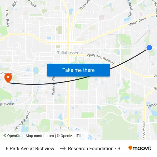 E Park Ave at Richview Rd Wb to Research Foundation - Building A map