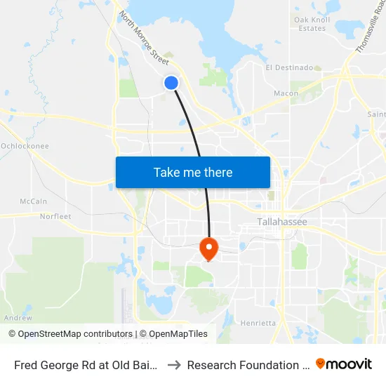 Fred George Rd at Old Bainbridge Rd Nb to Research Foundation - Building A map