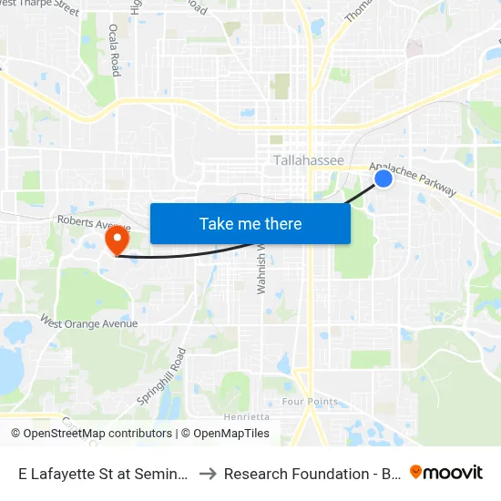 E Lafayette St at Seminole Dr Eb to Research Foundation - Building A map