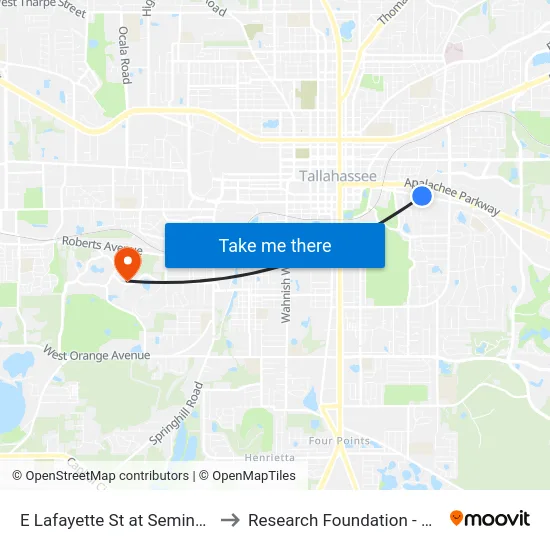 E Lafayette St at Seminole Dr Wb to Research Foundation - Building A map