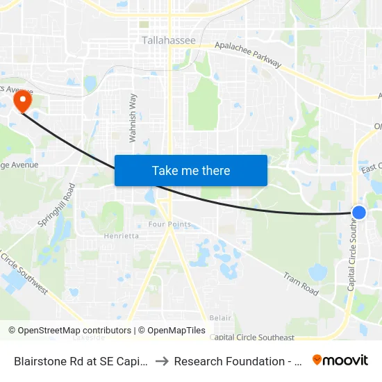 Blairstone Rd at SE Capital Cir Wb to Research Foundation - Building A map