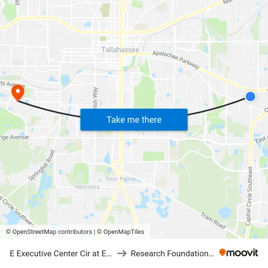 E Executive Center Cir at Executive Ce Dr to Research Foundation - Building A map