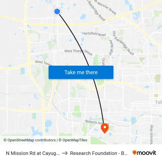 N Mission Rd at Cayuga St Sb to Research Foundation - Building A map