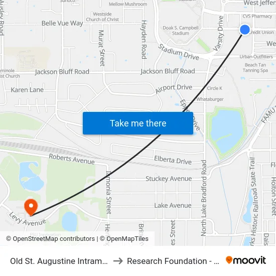 Old St. Augustine Intramural Fields to Research Foundation - Building A map