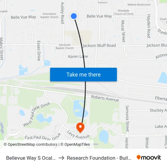 Bellevue Way S Ocala Rd to Research Foundation - Building A map