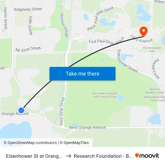 Eisenhower St at Orange Ave Nb to Research Foundation - Building A map