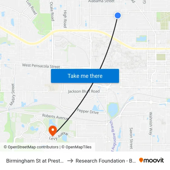 Birmingham St at Preston St Nb to Research Foundation - Building A map