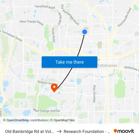 Old Bainbridge Rd at Volusia St Sb to Research Foundation - Building A map