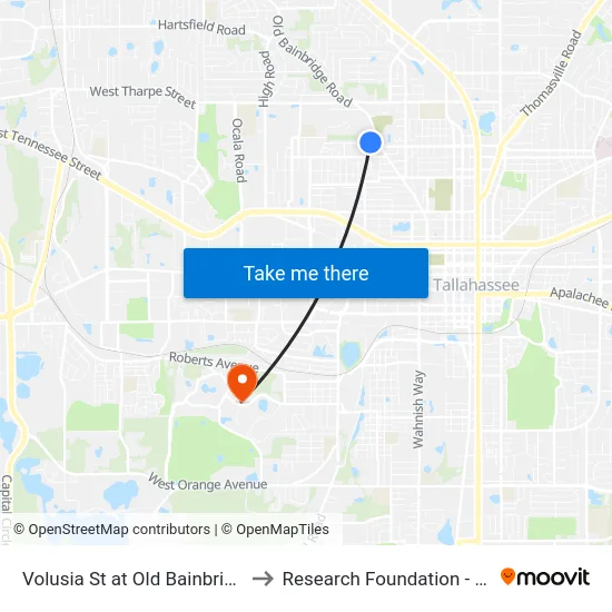 Volusia St at Old Bainbridge Rd Wb to Research Foundation - Building A map