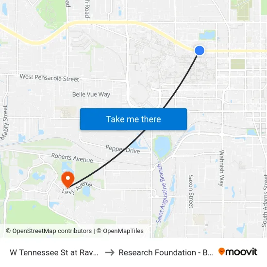 W Tennessee St at Raven St Wb to Research Foundation - Building A map
