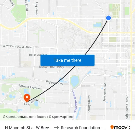 N Macomb St at W Brevard St Sb to Research Foundation - Building A map