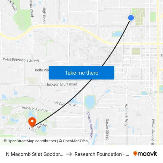 N Macomb St at Goodbread Ln Sb to Research Foundation - Building A map