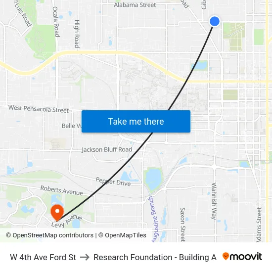 W 4th Ave Ford St to Research Foundation - Building A map