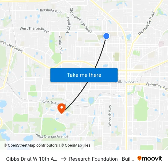 Gibbs Dr at W 10th Ave Sb to Research Foundation - Building A map
