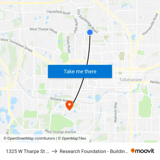 1325 W Tharpe St Eb to Research Foundation - Building A map