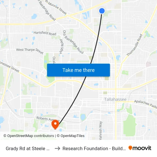 Grady Rd at Steele Dr Sb to Research Foundation - Building A map