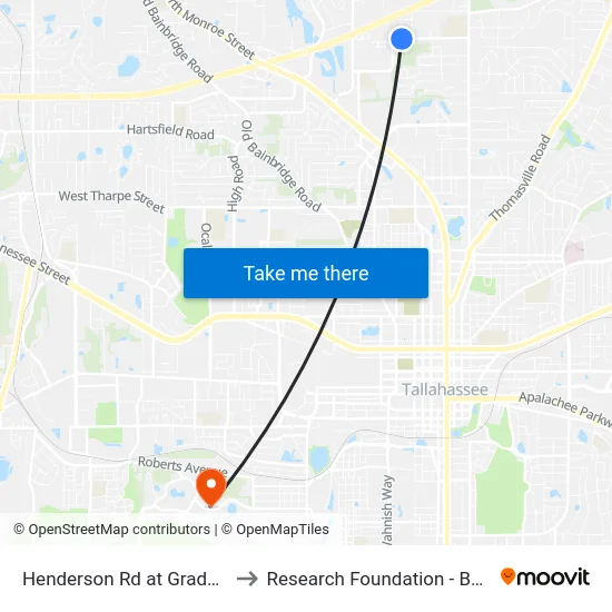 Henderson Rd at Grady Rd Wb to Research Foundation - Building A map