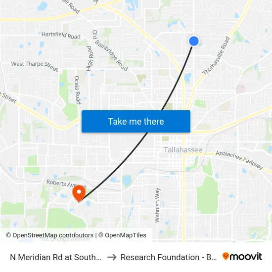 N Meridian Rd at South Ride Nb to Research Foundation - Building A map