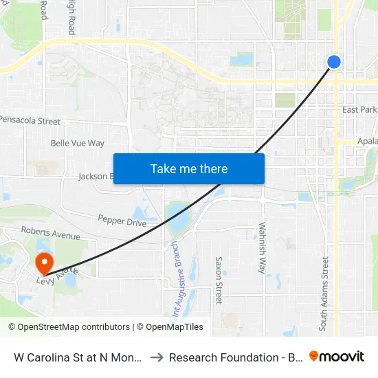 W Carolina St at N Monroe St Eb to Research Foundation - Building A map