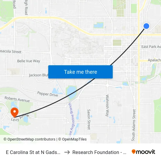 E Carolina St at N Gadsden St Eb to Research Foundation - Building A map
