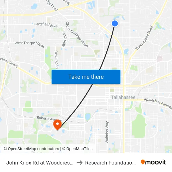 John Knox Rd at Woodcrest Office Park  Eb to Research Foundation - Building A map