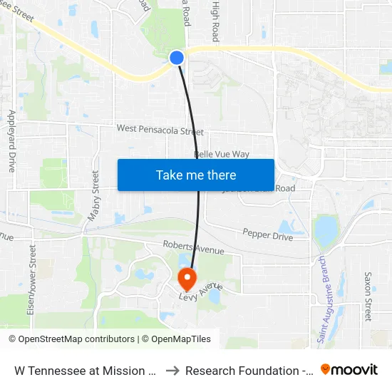 W Tennessee at Mission San Luis Wb to Research Foundation - Building A map
