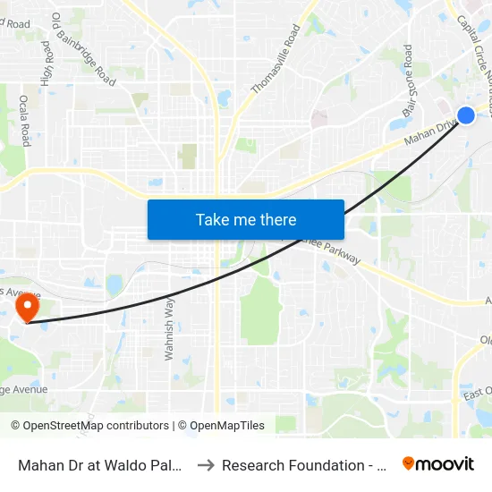 Mahan Dr at Waldo Palmer Ln Eb to Research Foundation - Building A map