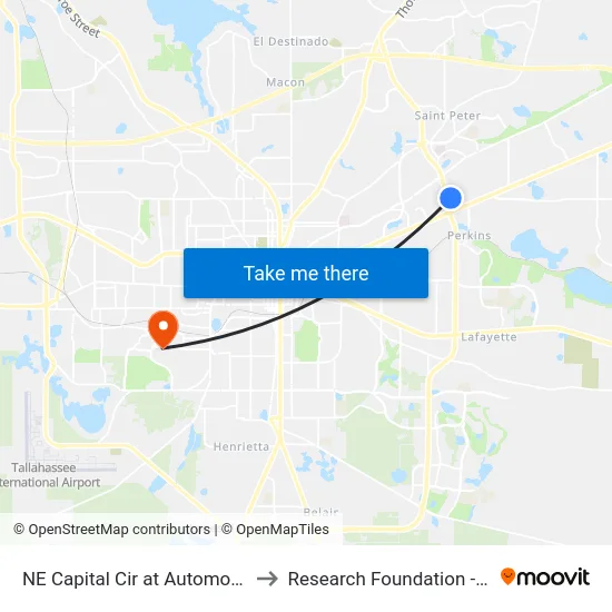 NE Capital Cir at Automotive Way Nb to Research Foundation - Building A map