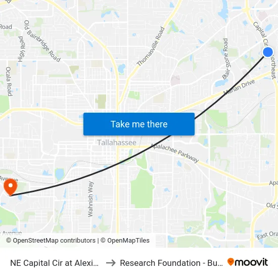 NE Capital Cir at Alexis Ln Nb to Research Foundation - Building A map