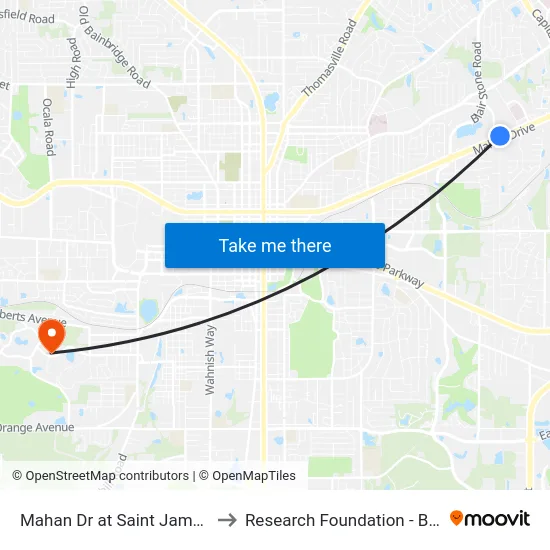 Mahan Dr at Saint James Ct Wb to Research Foundation - Building A map