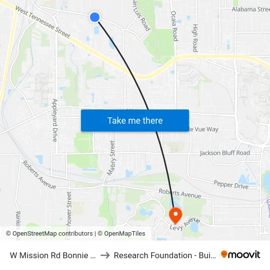 W Mission Rd Bonnie Dr Wb to Research Foundation - Building A map