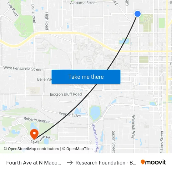Fourth Ave at N Macomb St Eb to Research Foundation - Building A map