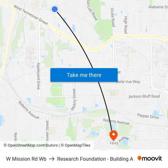 W Mission Rd Wb to Research Foundation - Building A map