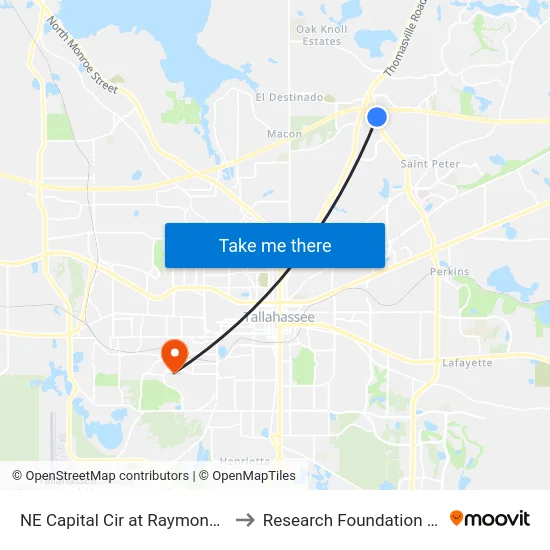 NE Capital Cir at Raymond Diehl Rd Sb to Research Foundation - Building A map