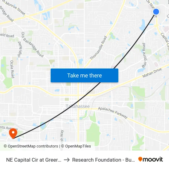 NE Capital Cir at Greer Rd Sb to Research Foundation - Building A map