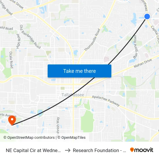 NE Capital Cir at Wednesday St Sb to Research Foundation - Building A map