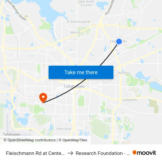 Fleischmann Rd at Centerville Rd Sb to Research Foundation - Building A map