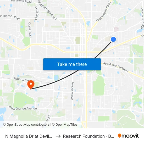 N Magnolia Dr at Devils Dip Sb to Research Foundation - Building A map