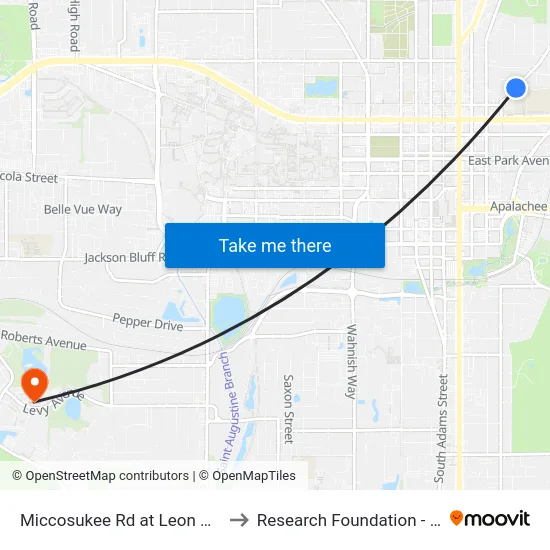 Miccosukee Rd at Leon High Sch Eb to Research Foundation - Building A map