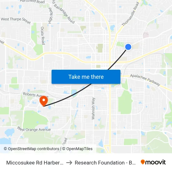 Miccosukee Rd Harbert St Wb to Research Foundation - Building A map
