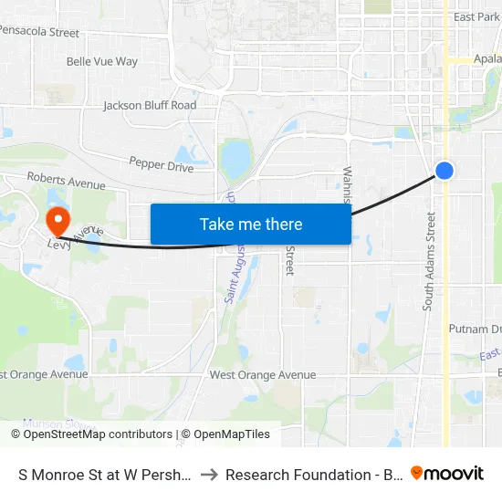 S Monroe St at W Pershing St Sb to Research Foundation - Building A map