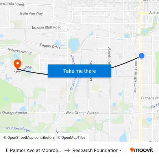 E Palmer Ave at Monroe Street Eb to Research Foundation - Building A map