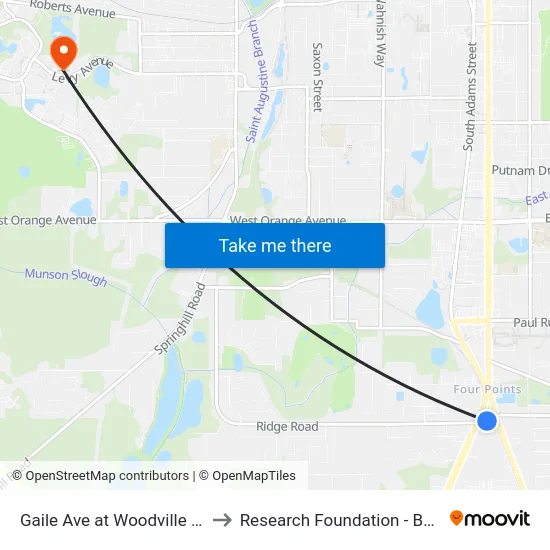 Gaile Ave at Woodville Hwy Eb to Research Foundation - Building A map