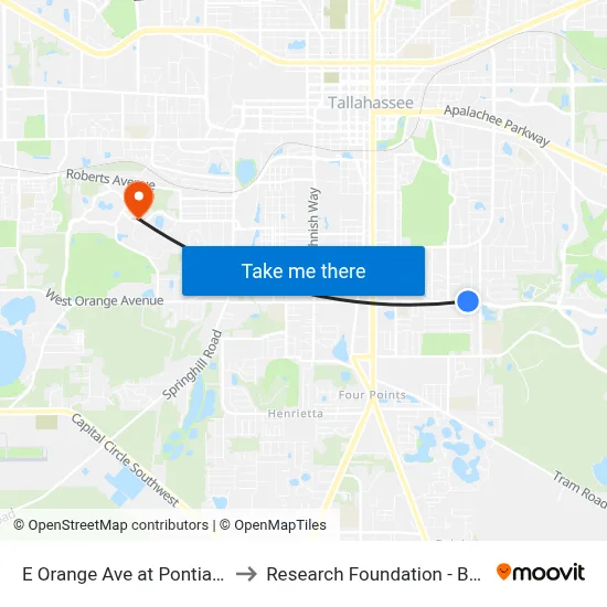 E Orange Ave at Pontiac Dr Wb to Research Foundation - Building A map