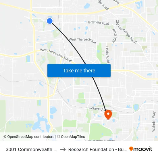 3001 Commonwealth Blvd Eb to Research Foundation - Building A map